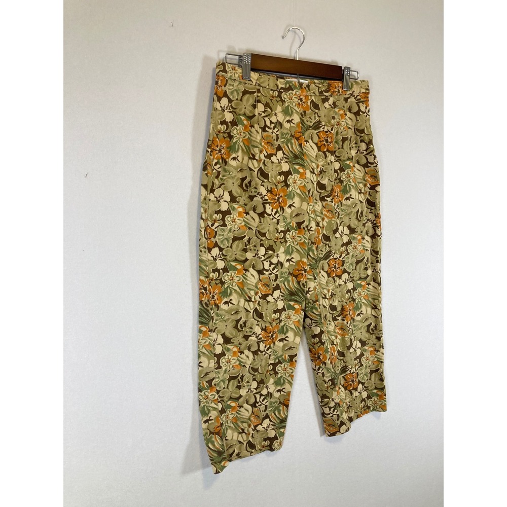 Cottagecore Chaus Womens Size‎ 10 Green Orange Floral Cropped High Rise Pants - Picture 9 of 10